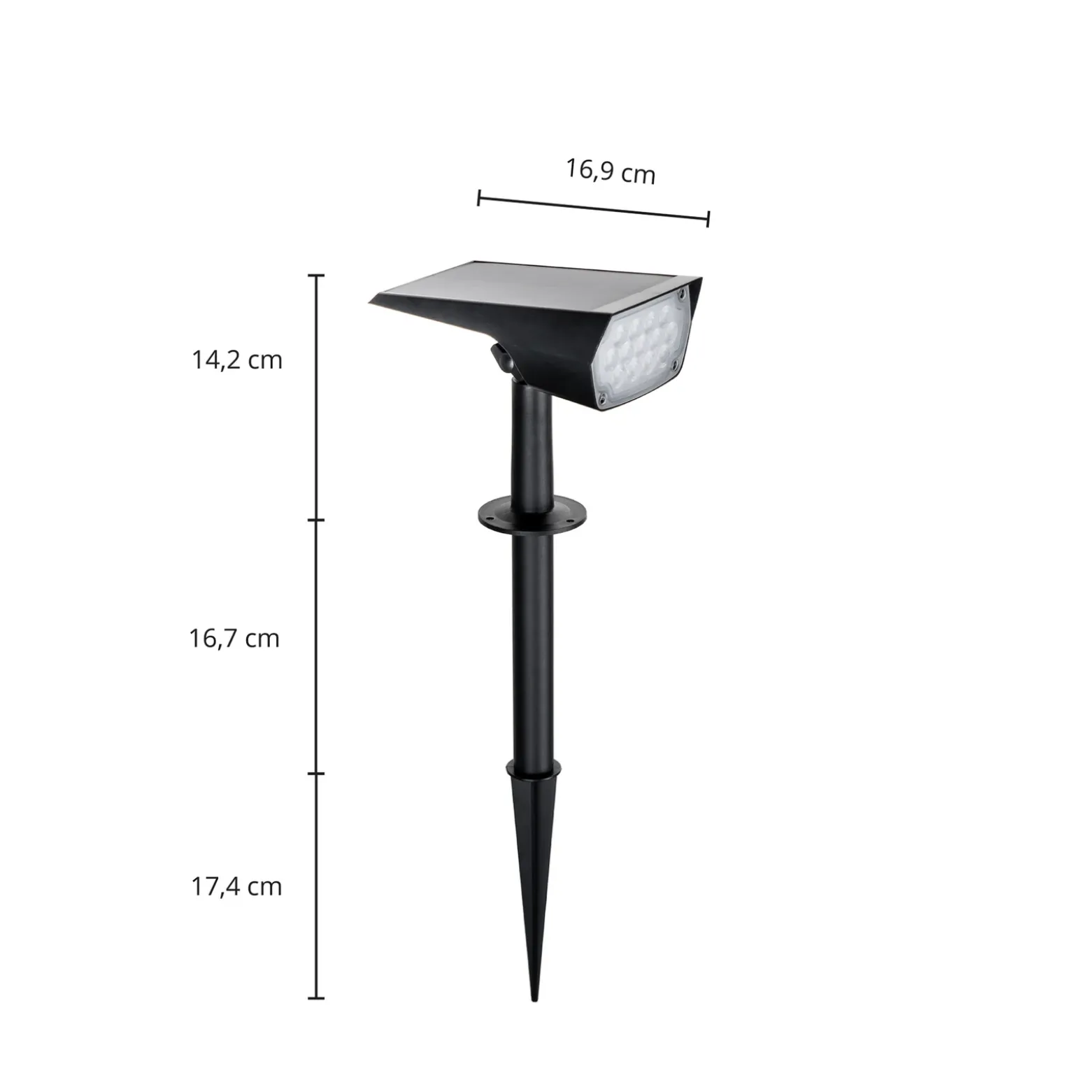 Foco solar Prios LED Helier, 49 cm, negro, pincho de suelo