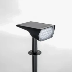 Foco solar Prios LED Helier, 49 cm, negro, pincho de suelo