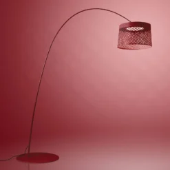 Foscarini Twiggy Grid Lámpara LED arqueada, rojo carmín