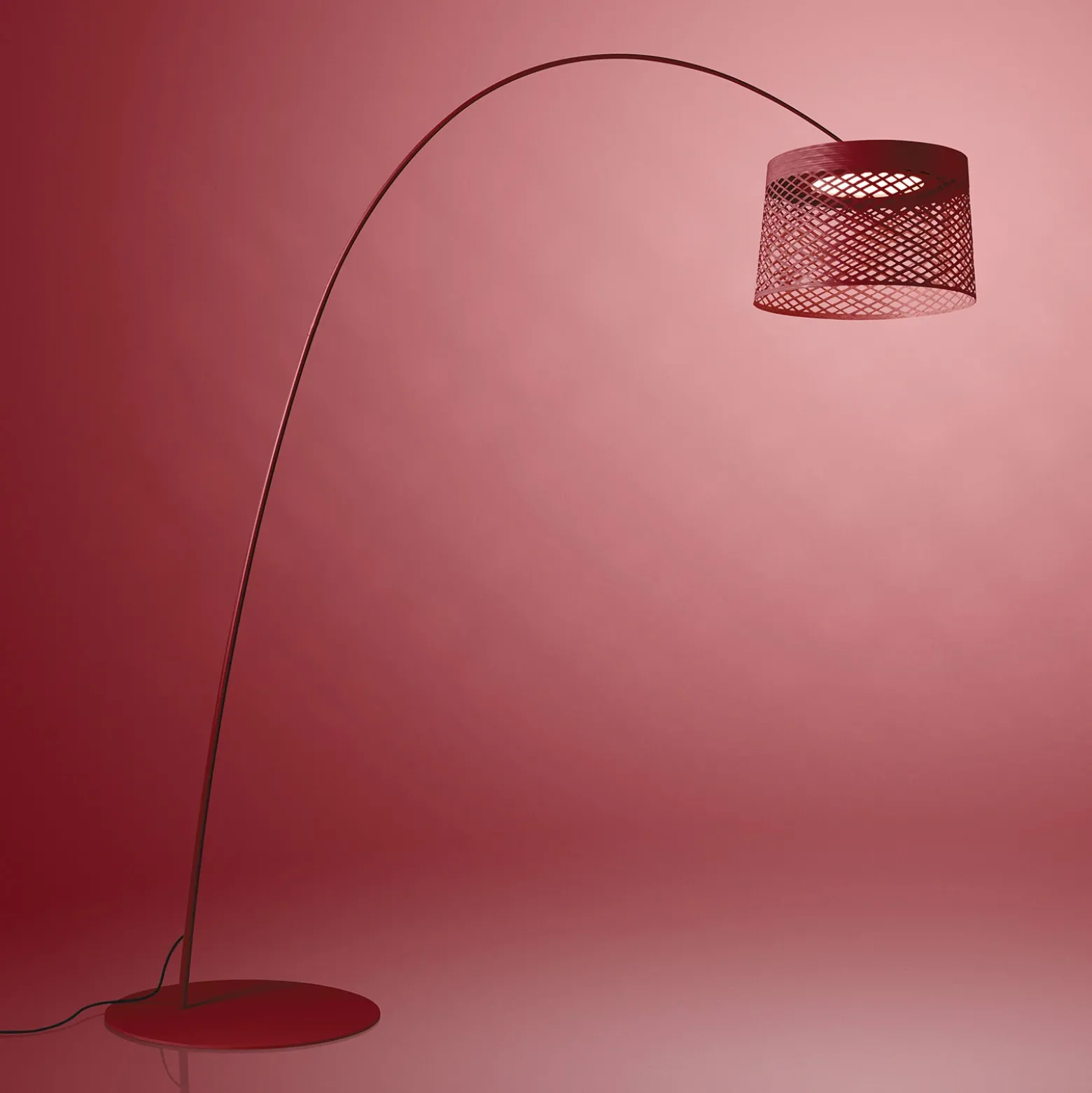 Foscarini Twiggy Grid Lámpara LED arqueada, rojo carmín