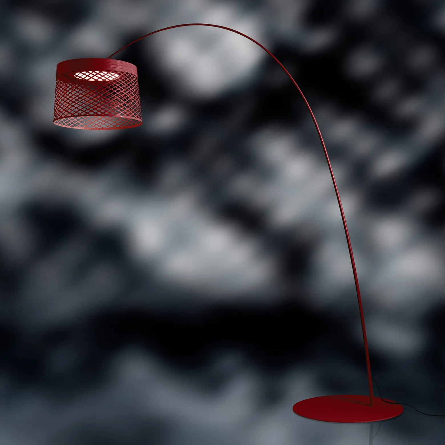 Foscarini Twiggy Grid Lámpara LED arqueada, rojo carmín