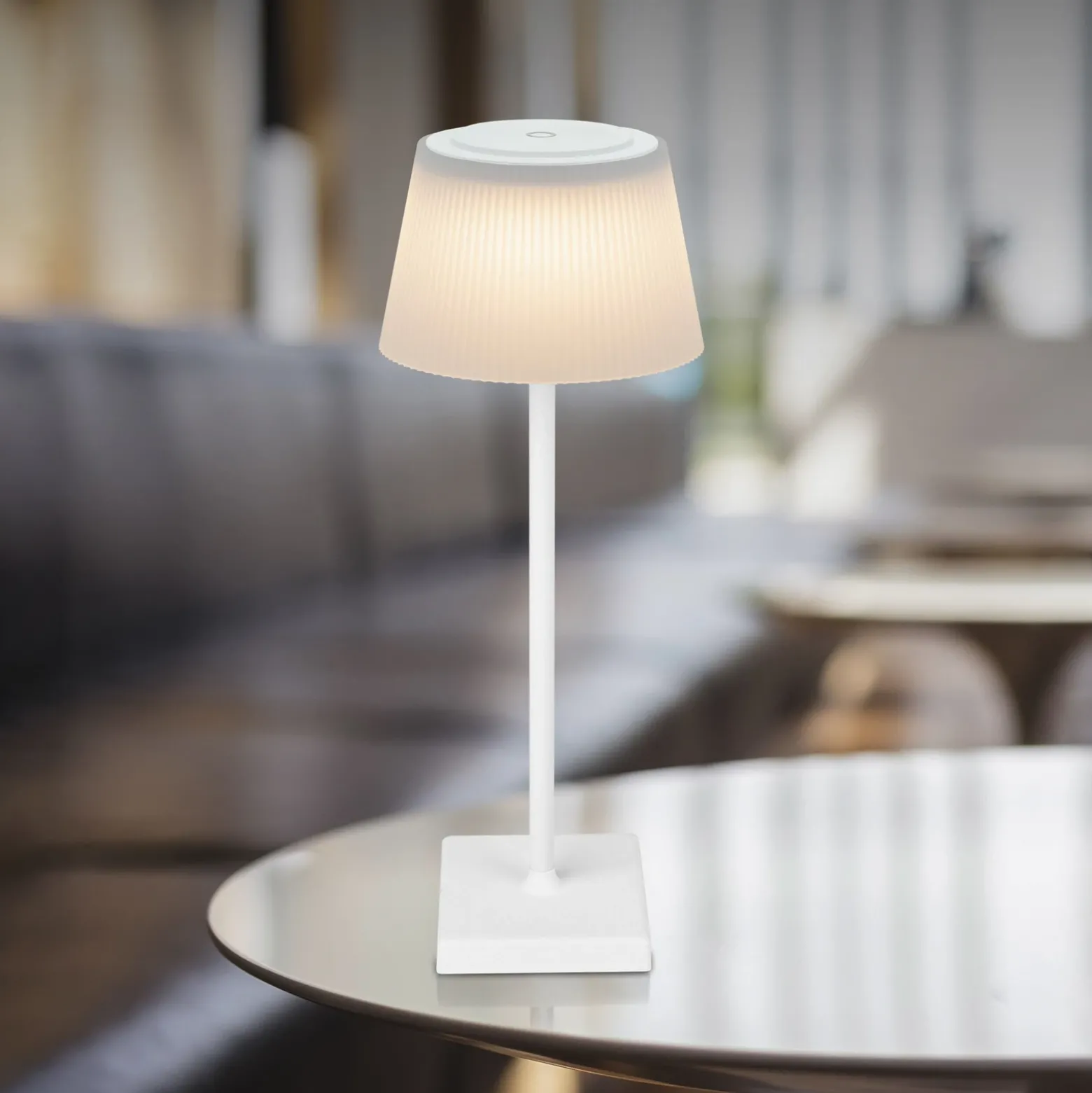 Gregoir lámpara de mesa LED recargable, blanco mate, altura 38 cm, CCT