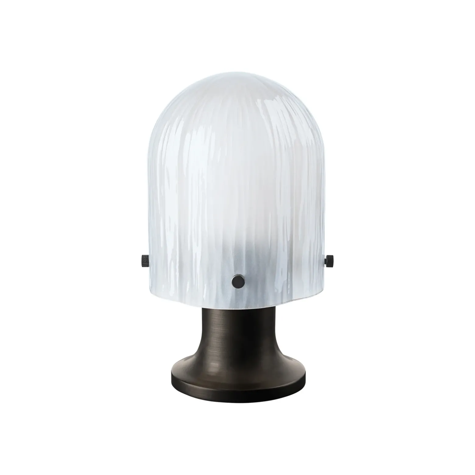 Gubi Lámpara de mesa recargable Seine, IP44, latón envejecido, cristal