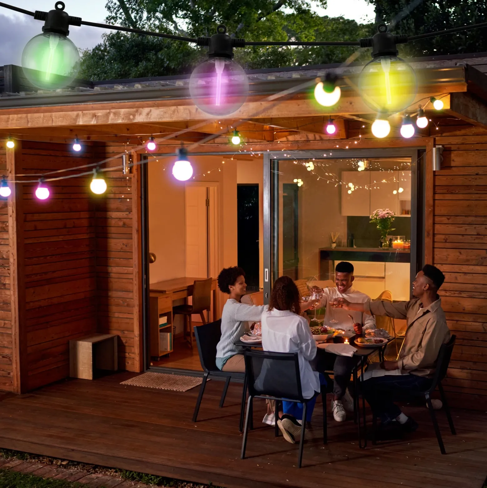 Guirnalda de luces LED CADENA, RGB, negra, 10 luces, 5 m