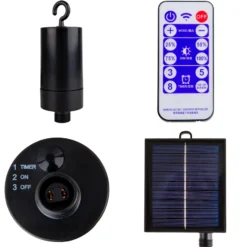 Guirnalda de luces LED solar CADENA, 2500 K, negra, 10 luces, 5 m