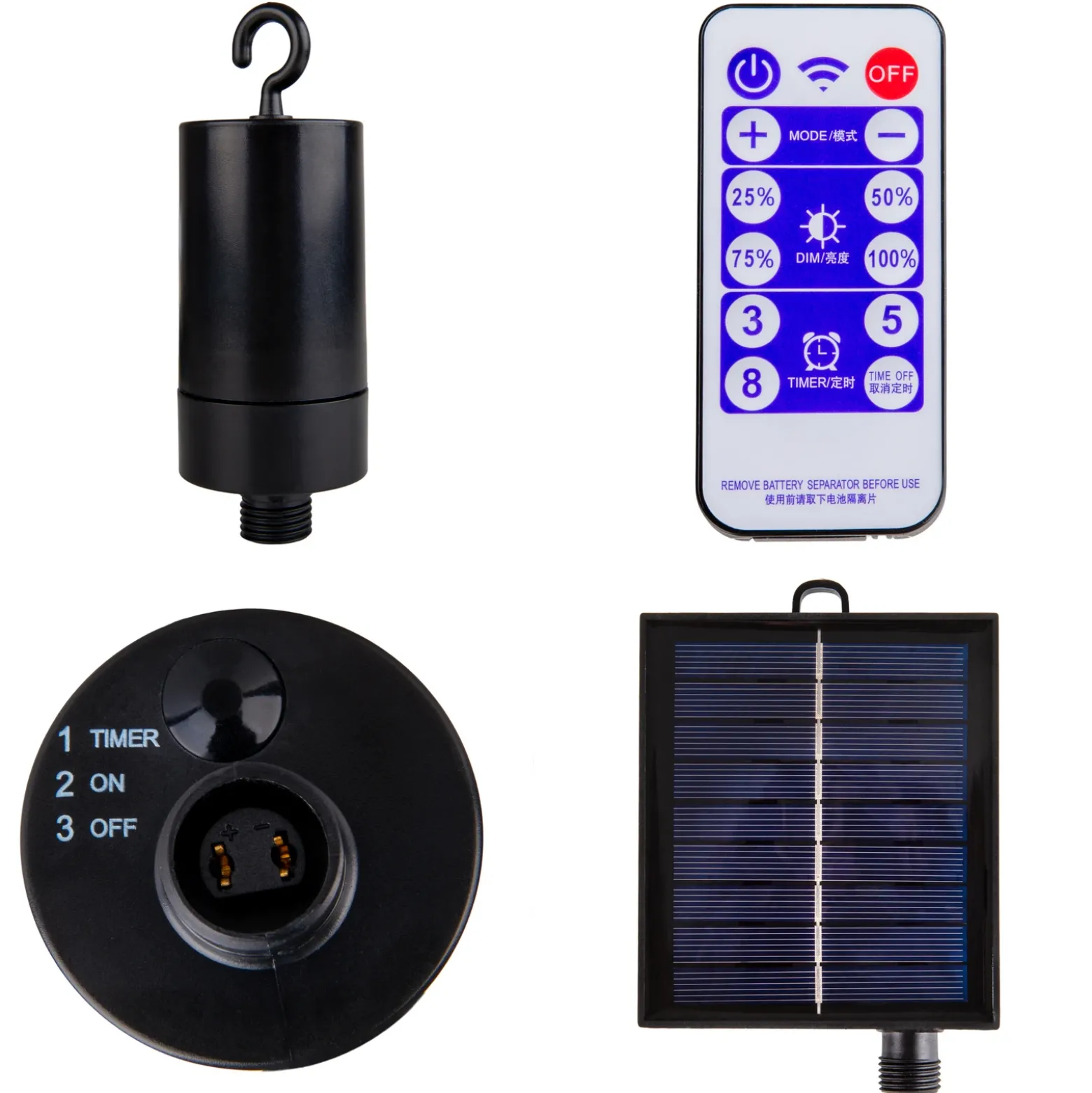 Guirnalda de luces LED solar CADENA, 2500 K, negra, 10 luces, 5 m