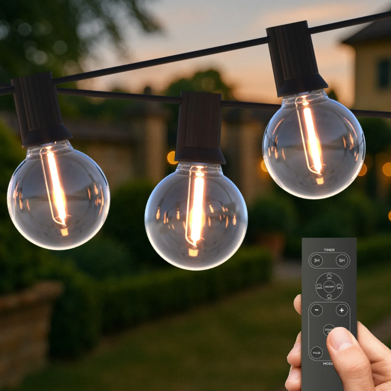 Guirnalda de luces LED solares Vista de Calex, longitud 10 metros, IP44