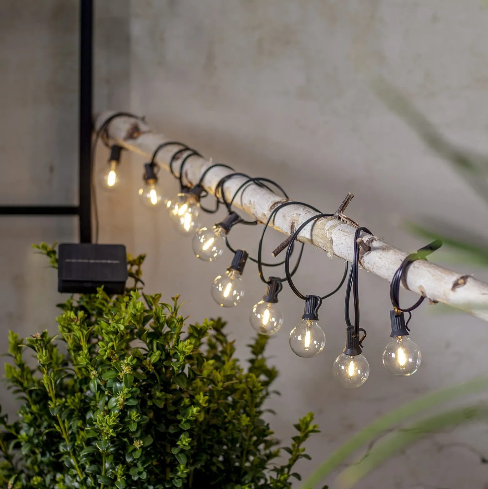Guirnalda de luces LED solares Globe Mini, 10 luces, 270 cm, 3000 K