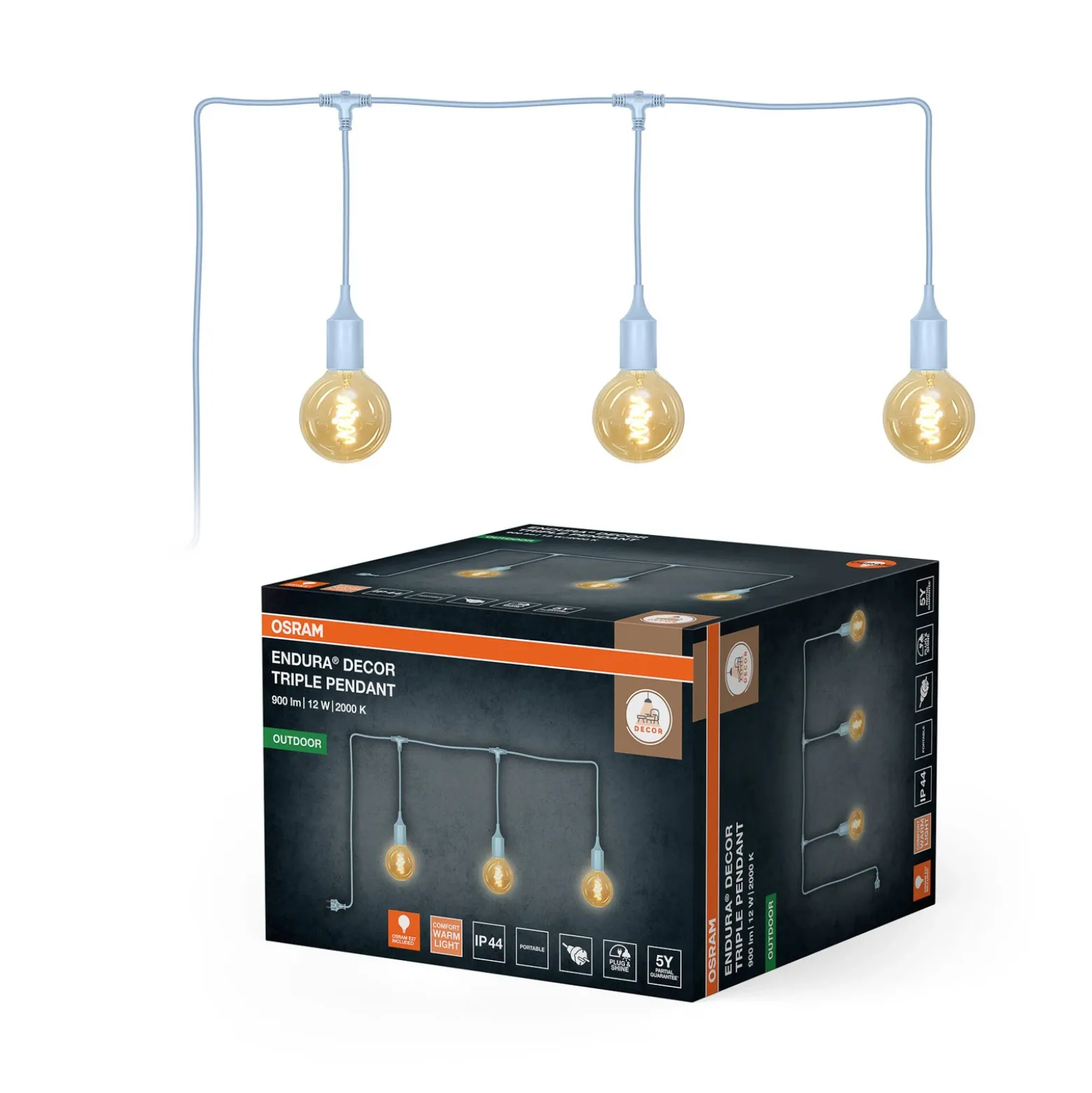 Guirnalda de luces OSRAM ENDURA DECOR, azul, 7 m, 3 luces, IP44