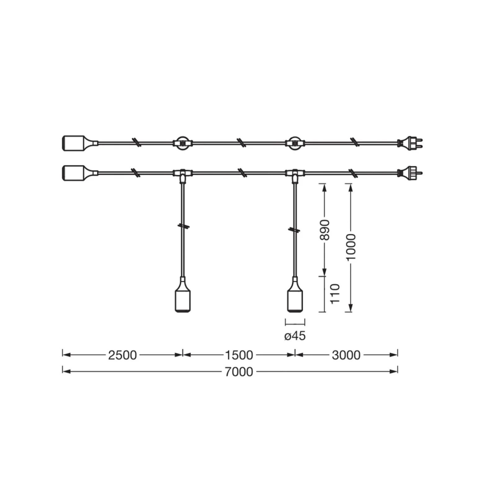 Guirnalda de luces OSRAM ENDURA DECOR, azul, 7 m, 3 luces, IP44