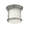 Hadrian Mini plafón para exterior, níquel antiguo/blanco ópalo