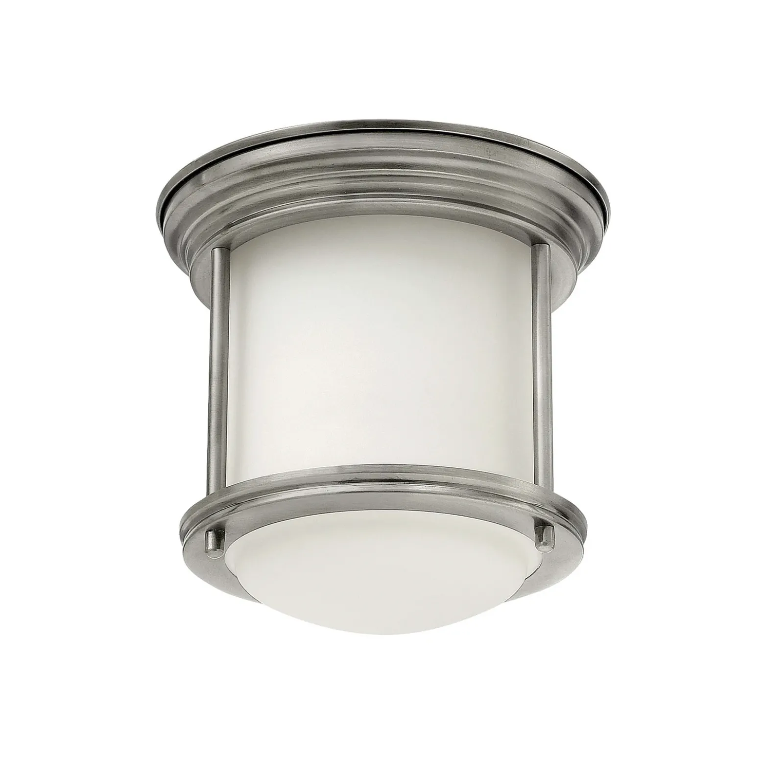 Hadrian Mini plafón para exterior, níquel antiguo/blanco ópalo