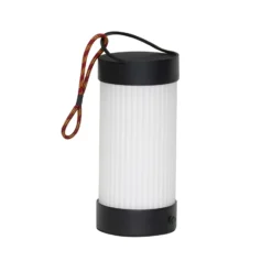 Hübsch Lámpara de mesa LED recargable Camp negro, cristal, hierro, IP44