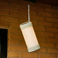Hübsch Lámpara de mesa LED recargable Camp, arena, cristal, hierro, IP44