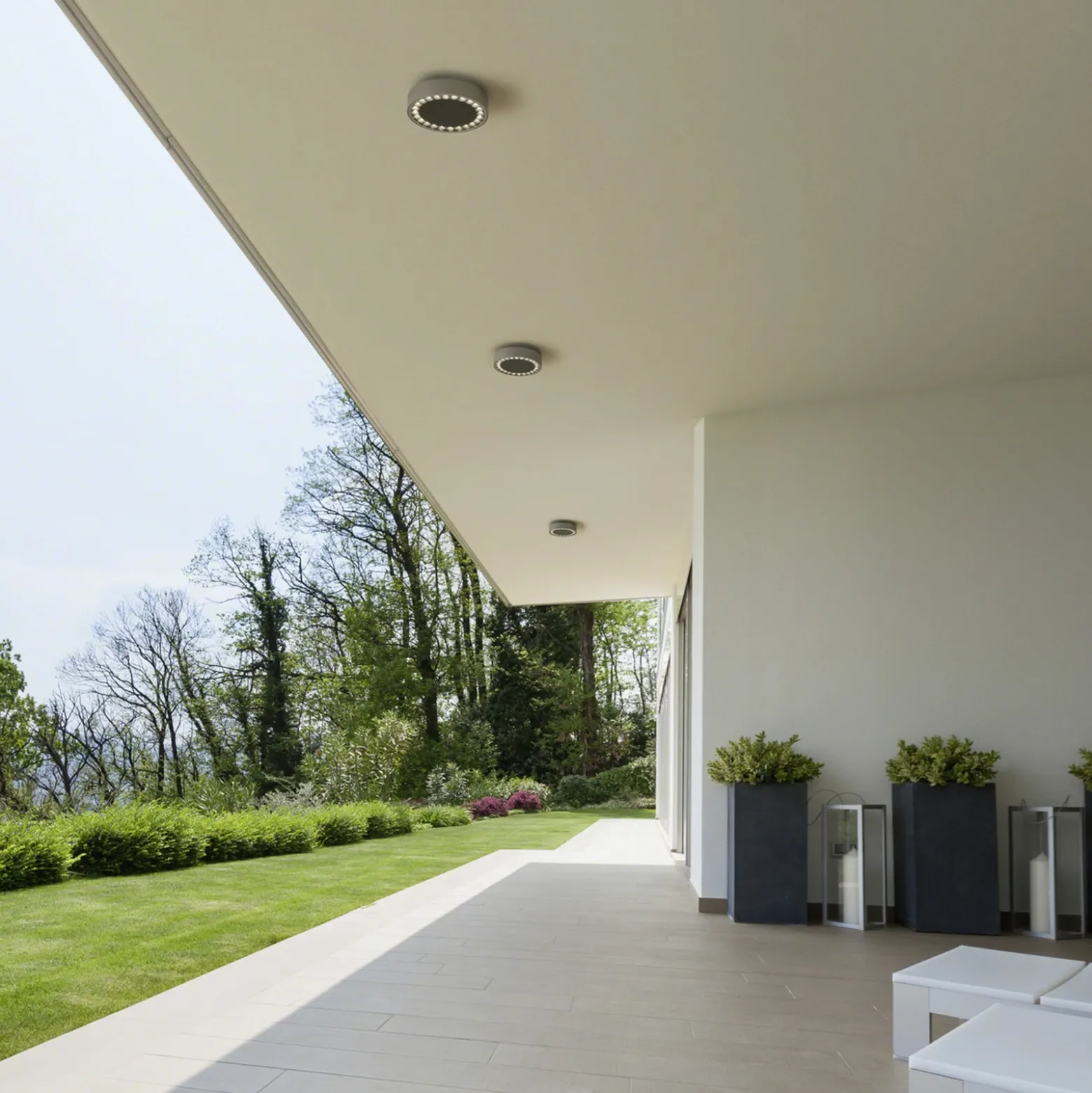 Helestra Say plafón LED de exterior grafito Ø23cm