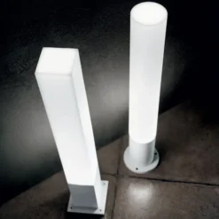 Ideal Lux bolardo luminoso Edo redondo, blanco, GX53