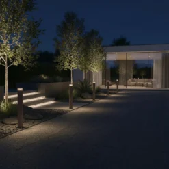 Ideal Lux Bolardo luminoso LED Boeing, altura 100 cm, marrón café