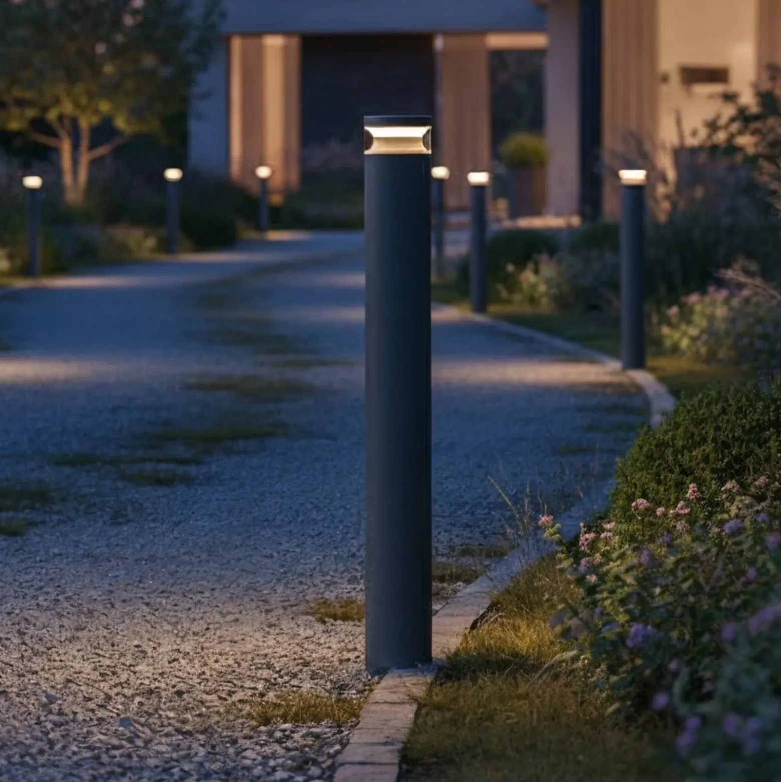 Ideal Lux Bolardo luminoso LED Boeing, altura 100 cm, antracita