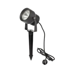 Irina foco exterior LED, piqueta de tierra, enchufe, gris, metal