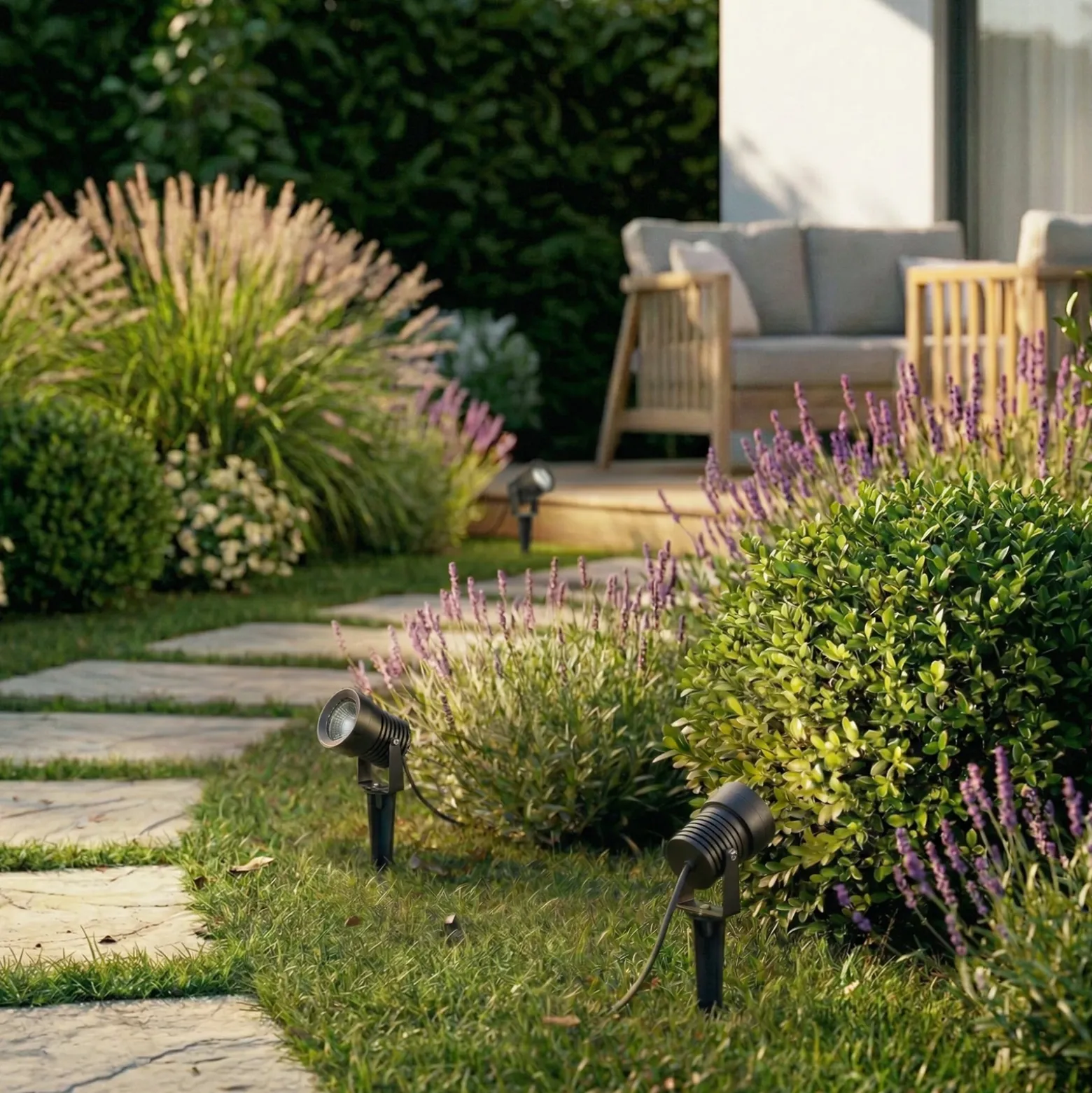 Irina foco exterior LED, piqueta de tierra, enchufe, gris, metal