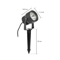 Irina foco exterior LED, piqueta de tierra, enchufe, gris, metal