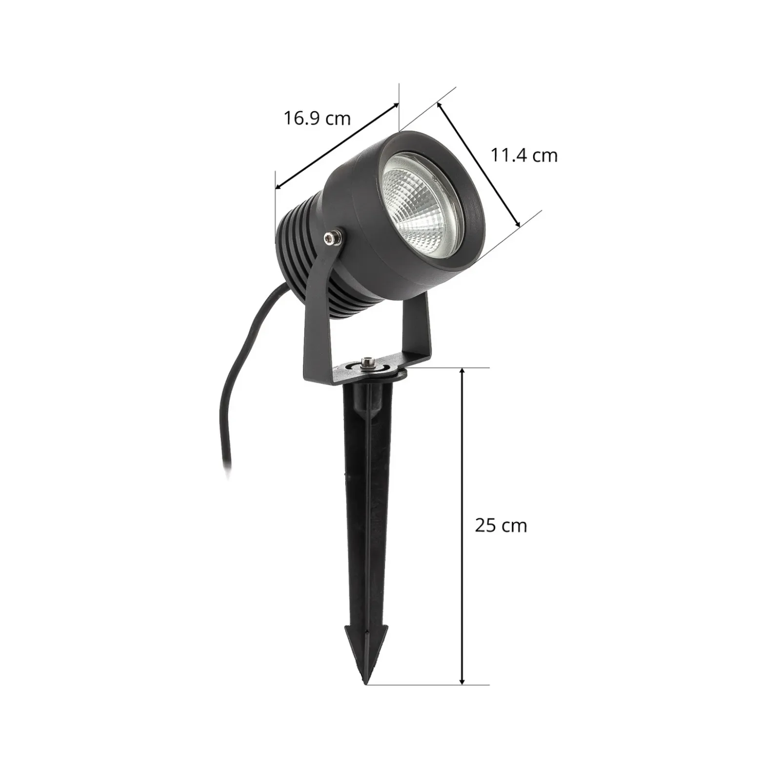 Irina foco exterior LED, piqueta de tierra, enchufe, gris, metal