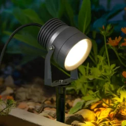 Irina foco exterior LED, piqueta de tierra, enchufe, gris, metal