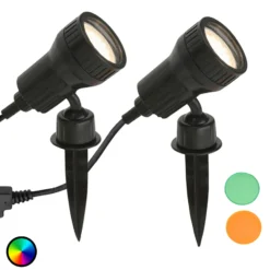 juego de 2 - Lámpara LED con pica Terra con filtros de color