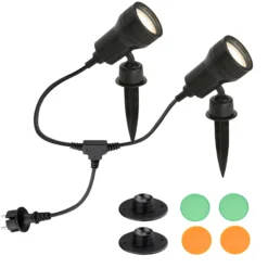 juego de 2 - Lámpara LED con pica Terra con filtros de color