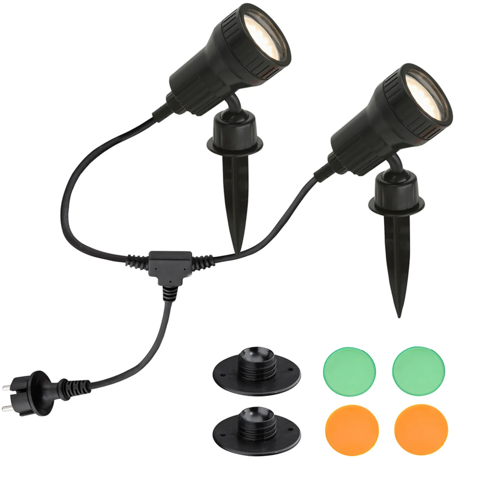 juego de 2 - Lámpara LED con pica Terra con filtros de color