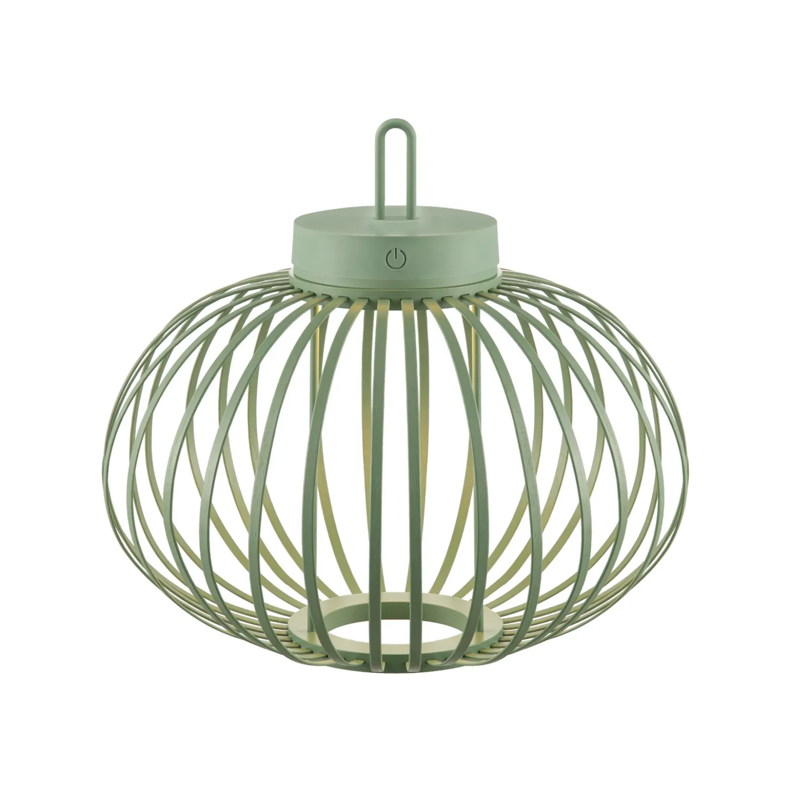 JUST LIGHT. Akuba lámpara de mesa LED recargable, verde, 33 cm, bambú