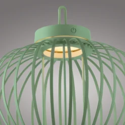 JUST LIGHT. Akuba lámpara de mesa LED recargable, verde, 33 cm, bambú