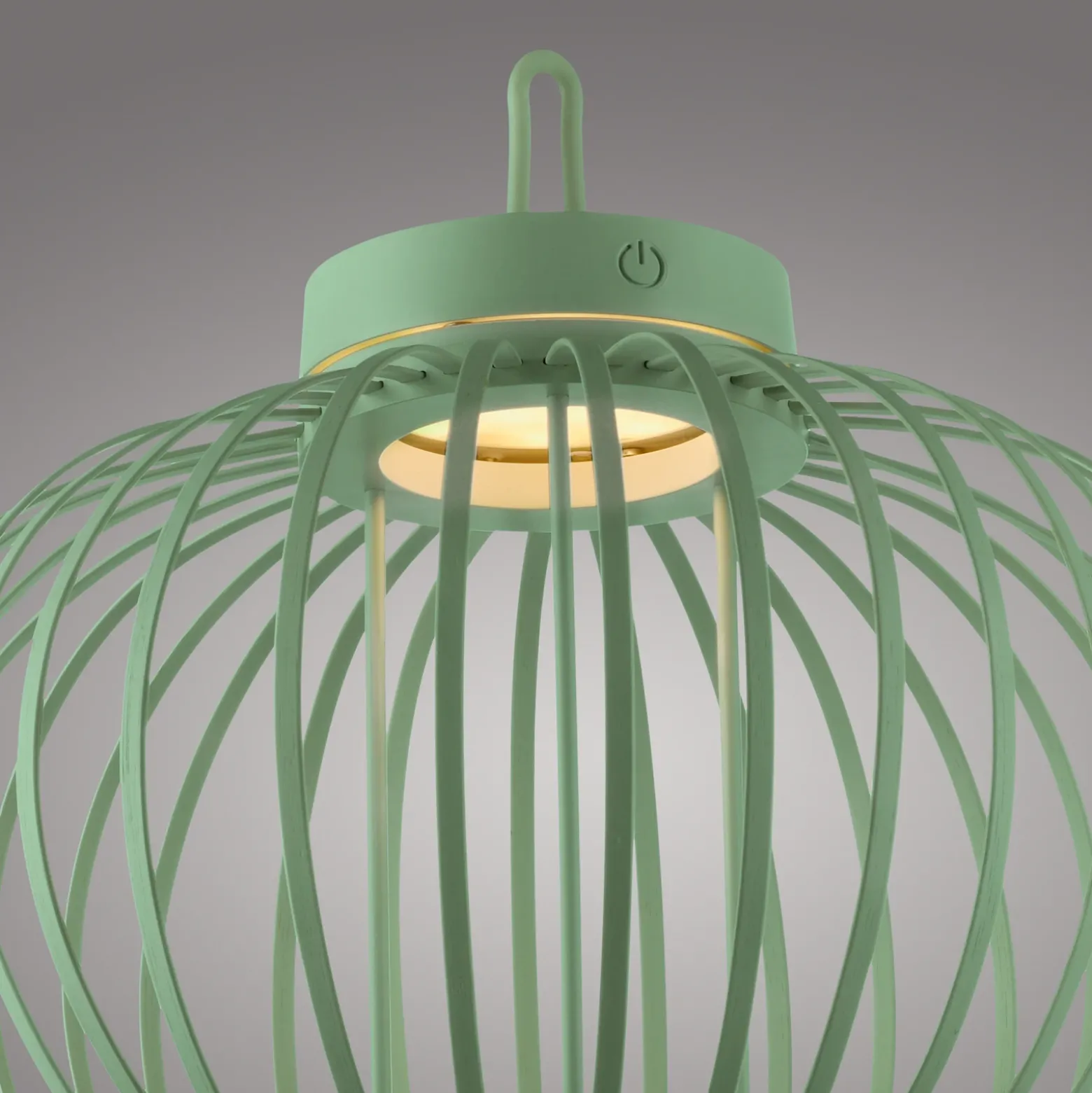 JUST LIGHT. Akuba lámpara de mesa LED recargable, verde, 33 cm, bambú