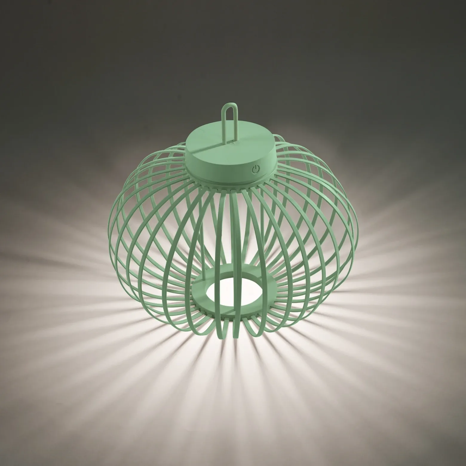 JUST LIGHT. Akuba lámpara de mesa LED recargable, verde, 33 cm, bambú