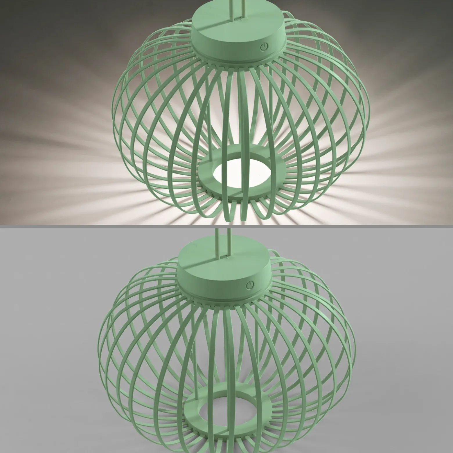 JUST LIGHT. Akuba lámpara de mesa LED recargable, verde, 33 cm, bambú