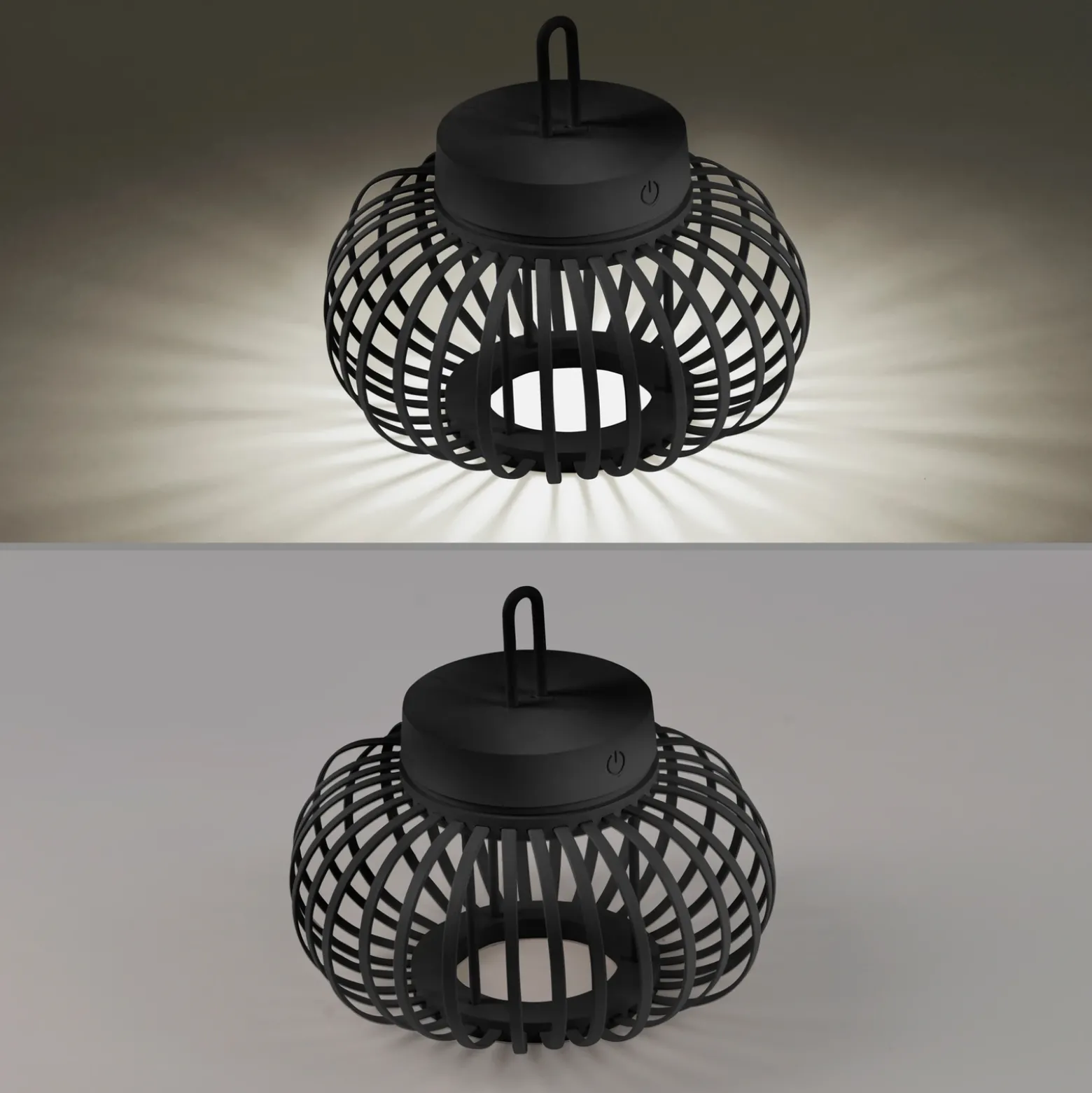 JUST LIGHT. Akuba lámpara de mesa LED recargable negro 22 cm de bambú