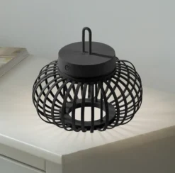JUST LIGHT. Akuba lámpara de mesa LED recargable negro 22 cm de bambú