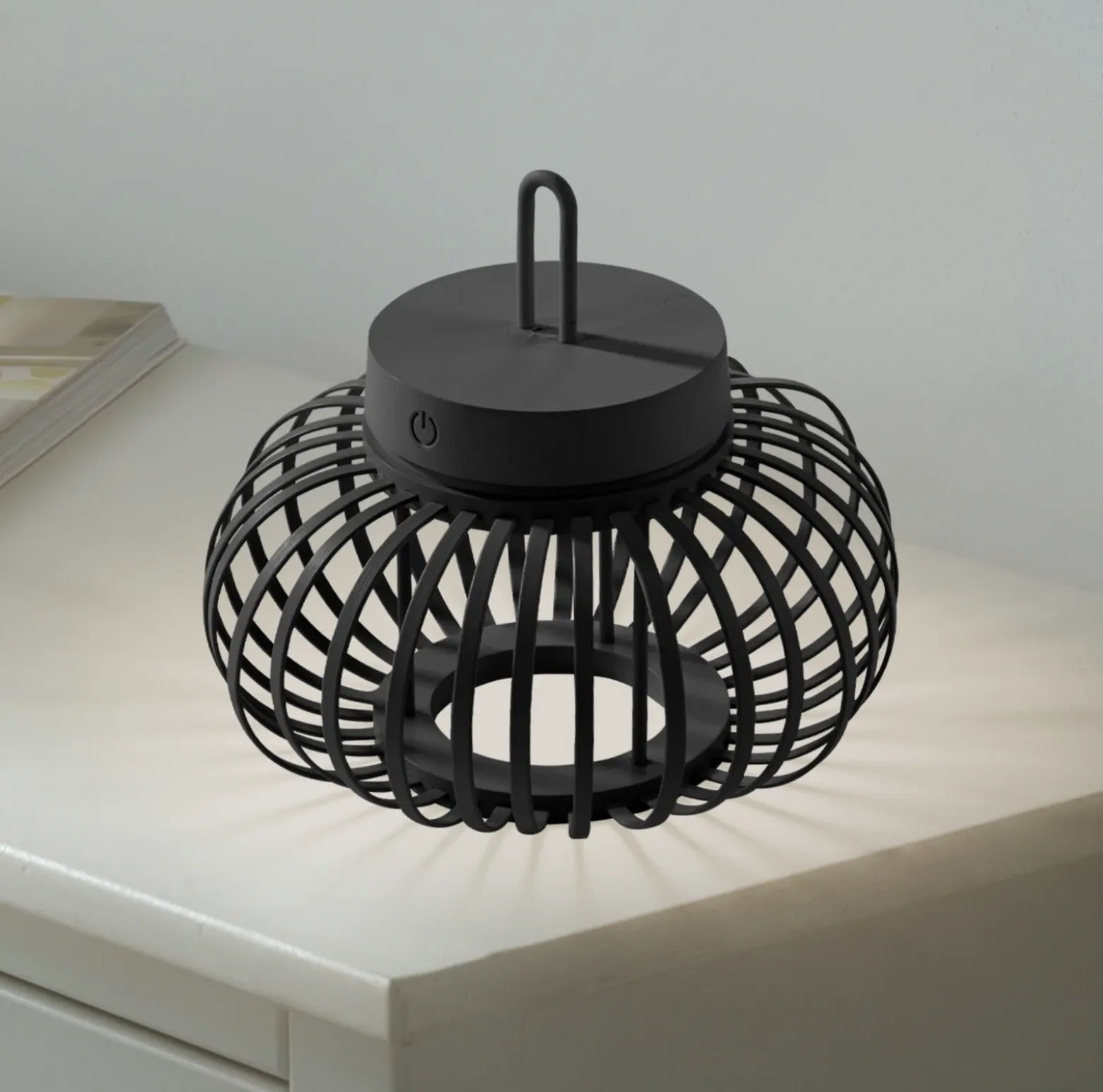 JUST LIGHT. Akuba lámpara de mesa LED recargable negro 22 cm de bambú