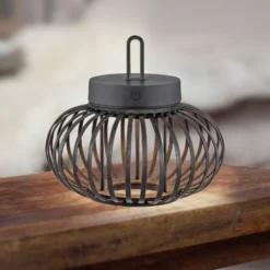 JUST LIGHT. Akuba lámpara de mesa LED recargable negro 22 cm de bambú