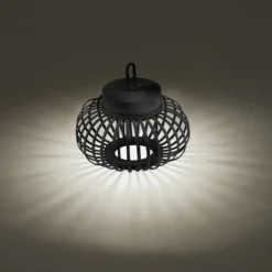 JUST LIGHT. Akuba lámpara de mesa LED recargable negro 22 cm de bambú