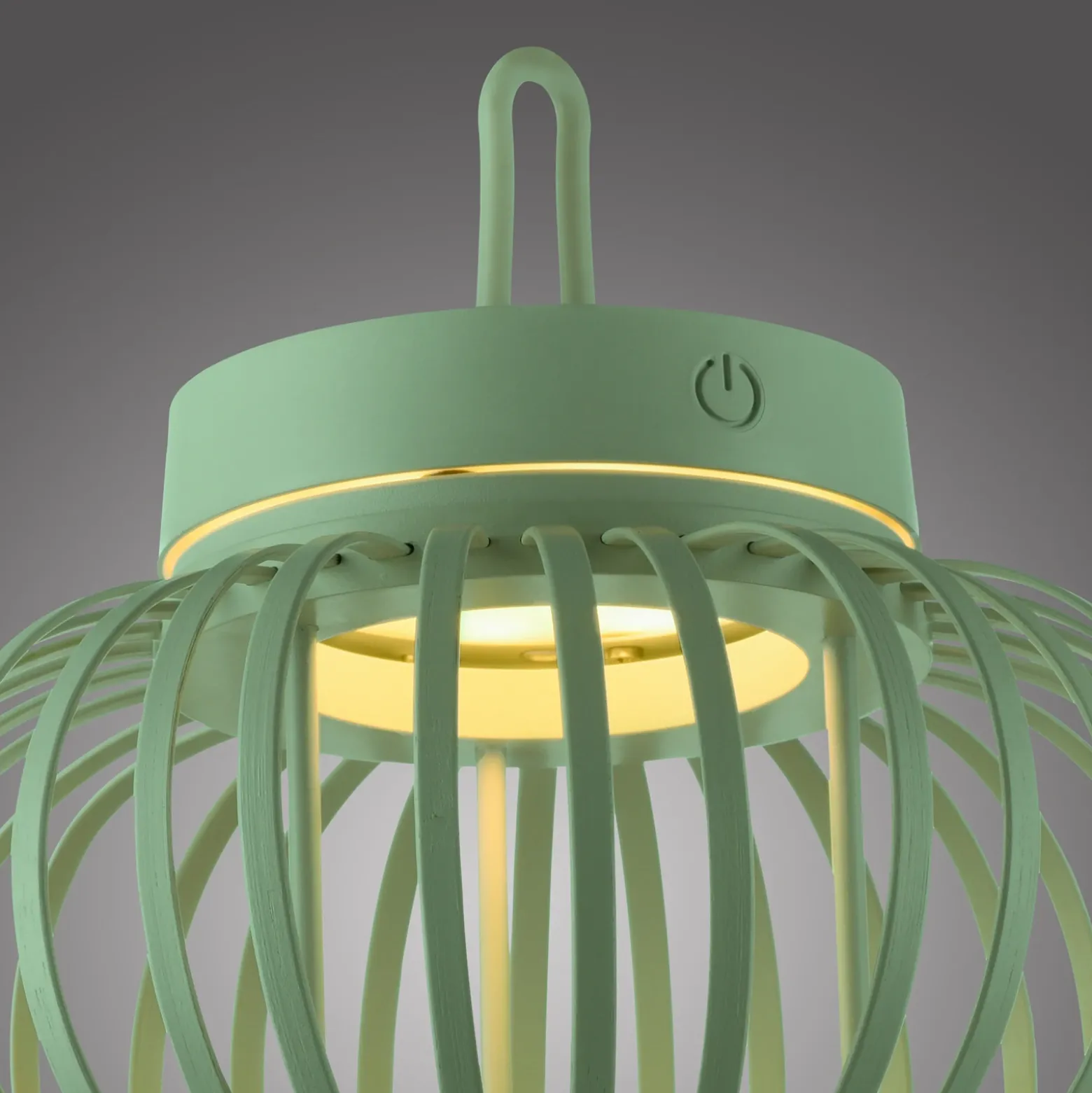 JUST LIGHT. Akuba lámpara de mesa LED recargable, verde, 22 cm, bambú