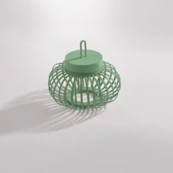 JUST LIGHT. Akuba lámpara de mesa LED recargable, verde, 22 cm, bambú