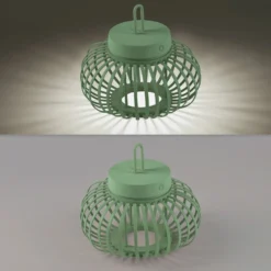 JUST LIGHT. Akuba lámpara de mesa LED recargable, verde, 22 cm, bambú