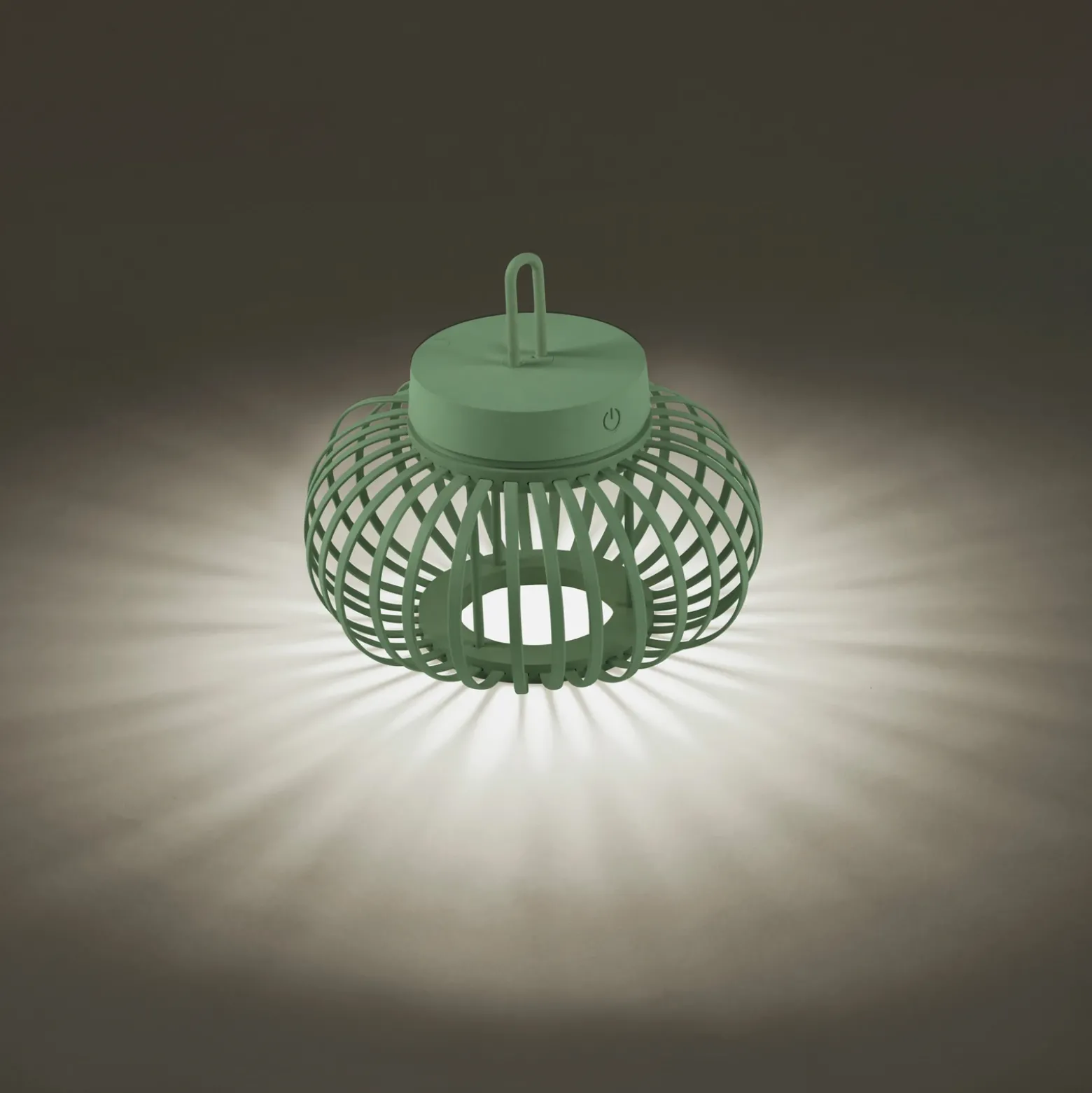 JUST LIGHT. Akuba lámpara de mesa LED recargable, verde, 22 cm, bambú