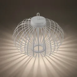JUST LIGHT. Akuba lámpara de mesa LED recargable, blanco, 37 cm, bambú