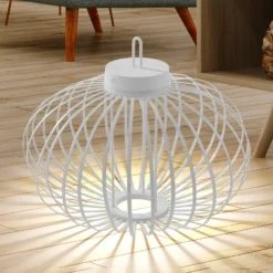 JUST LIGHT. Akuba lámpara de mesa LED recargable, blanco, 37 cm, bambú