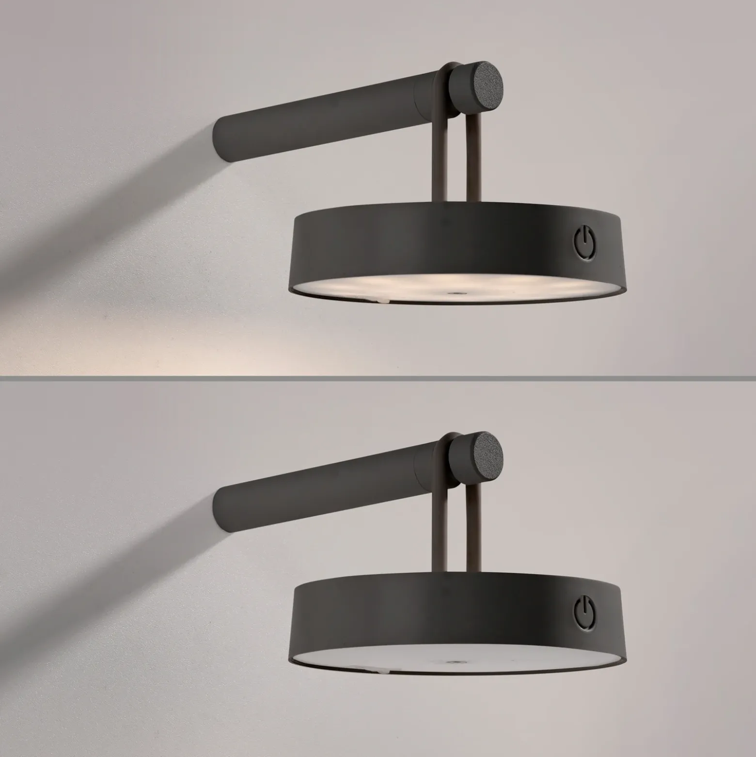 JUST LIGHT. Aplique de pared LED Arma, plástico negro IP44