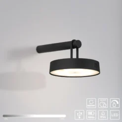 JUST LIGHT. Aplique de pared LED Arma, plástico negro IP44