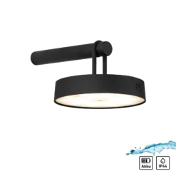 JUST LIGHT. Aplique de pared LED Arma, plástico negro IP44