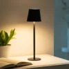 JUST LIGHT. Euria lámpara de mesa LED recargable, negro, hierro IP54